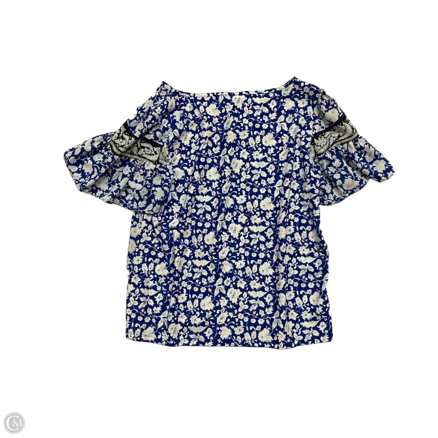 Top Short Sleeve By Ann Taylor In Blue & White, Size: Xl