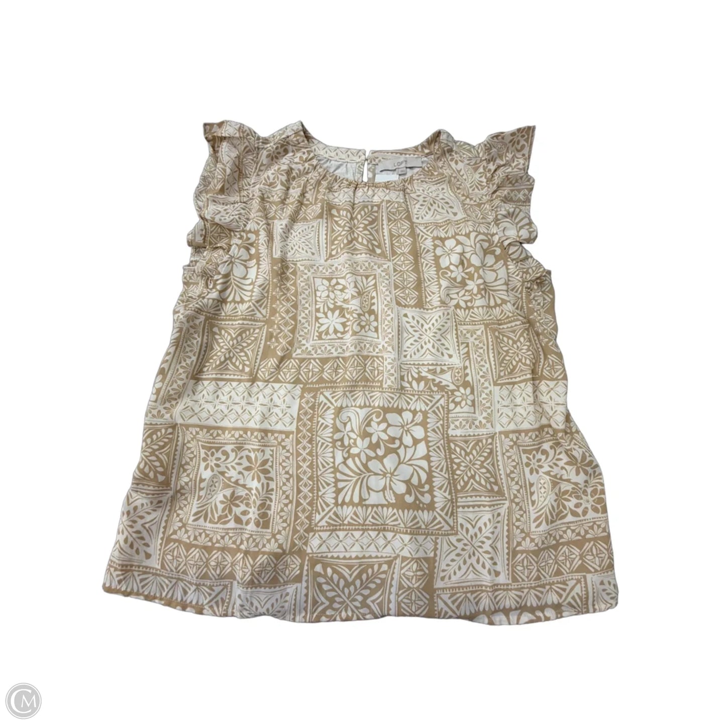Top Sleeveless By Loft In Cream & Tan, Size: L