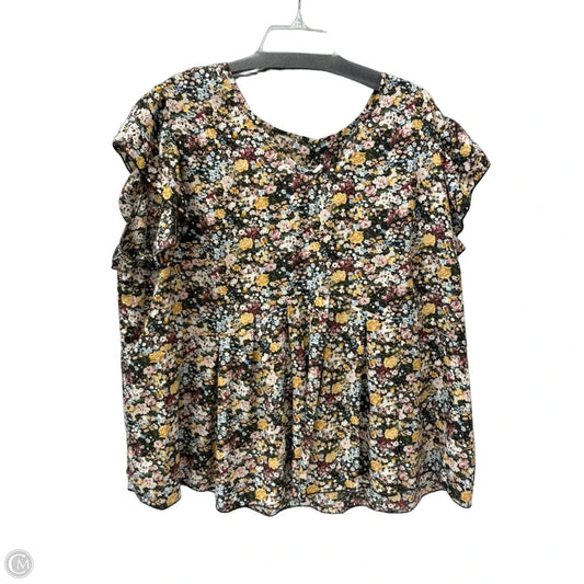 Top Short Sleeve By Shein In Floral Print, Size: 5