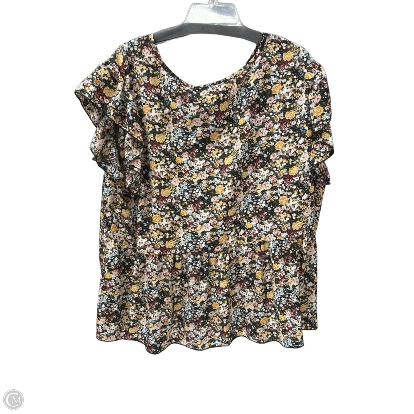 Top Short Sleeve By Shein In Floral Print, Size: 5