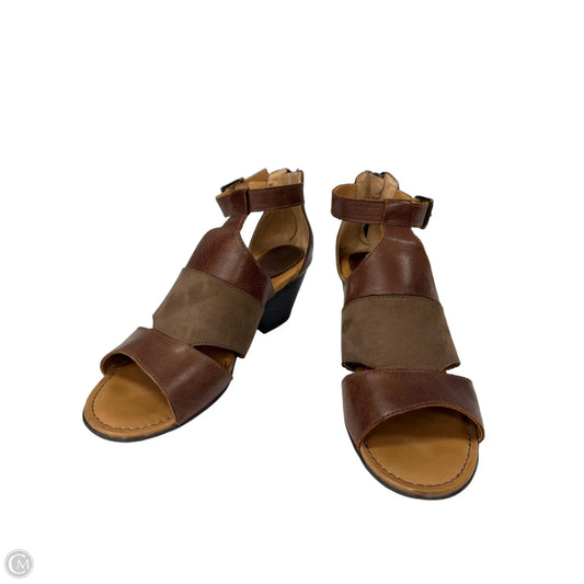 Sandals Heels Wedge By Boc In Brown, Size: 9