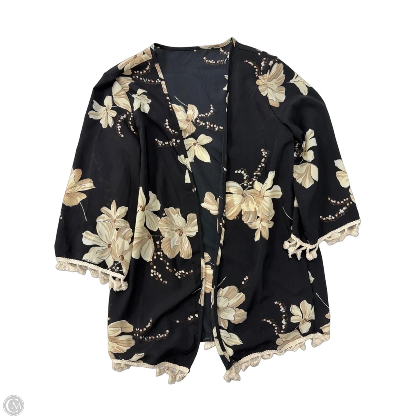 Kimono By Romwe In Black & Cream, Size: M