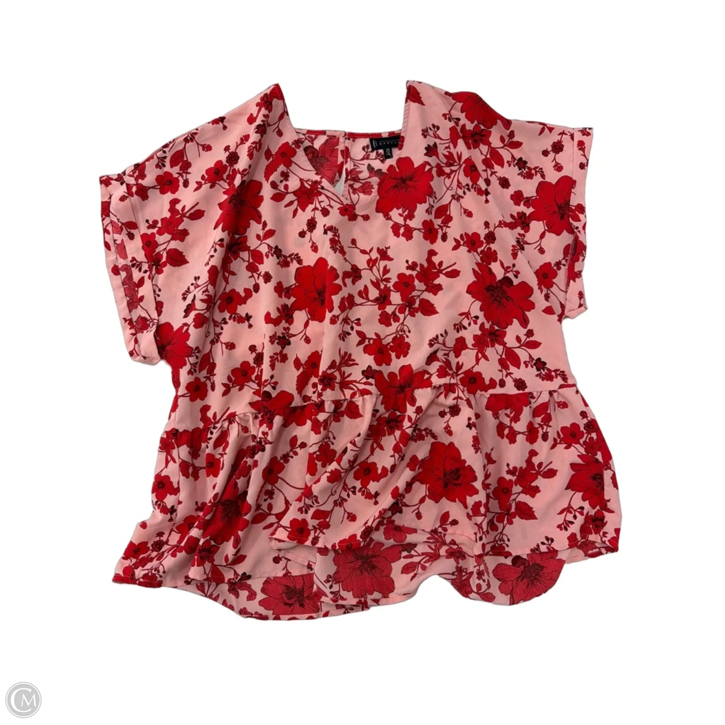 Top Short Sleeve By Bobeau In Pink & Red, Size: 3x