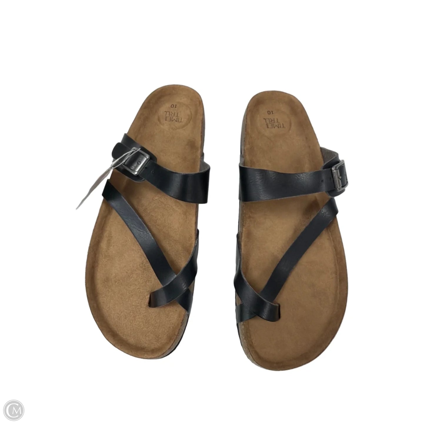 Sandals Flats By Time And Tru In Black, Size: 10