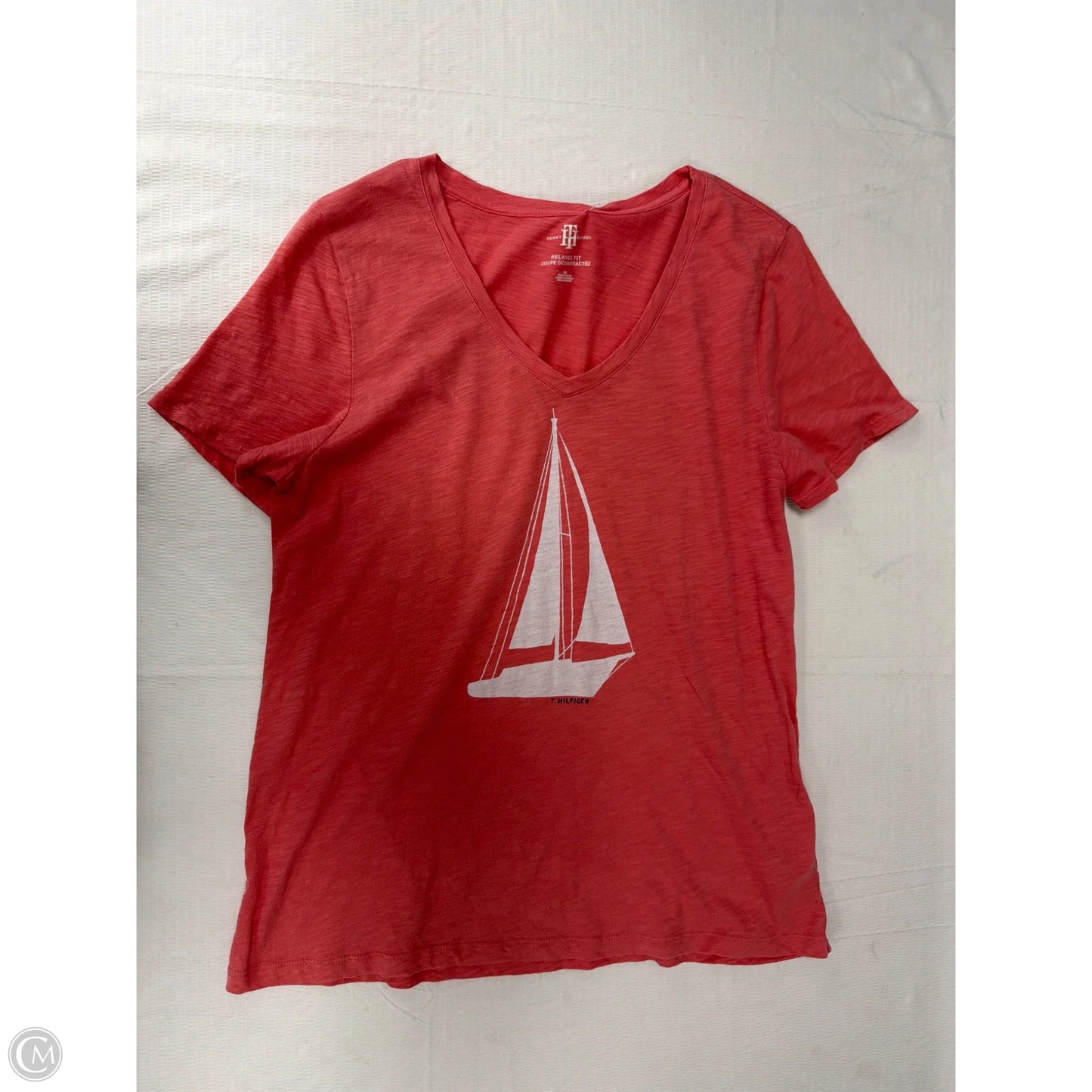 Top Short Sleeve By Tommy Hilfiger In Pink, Size: L