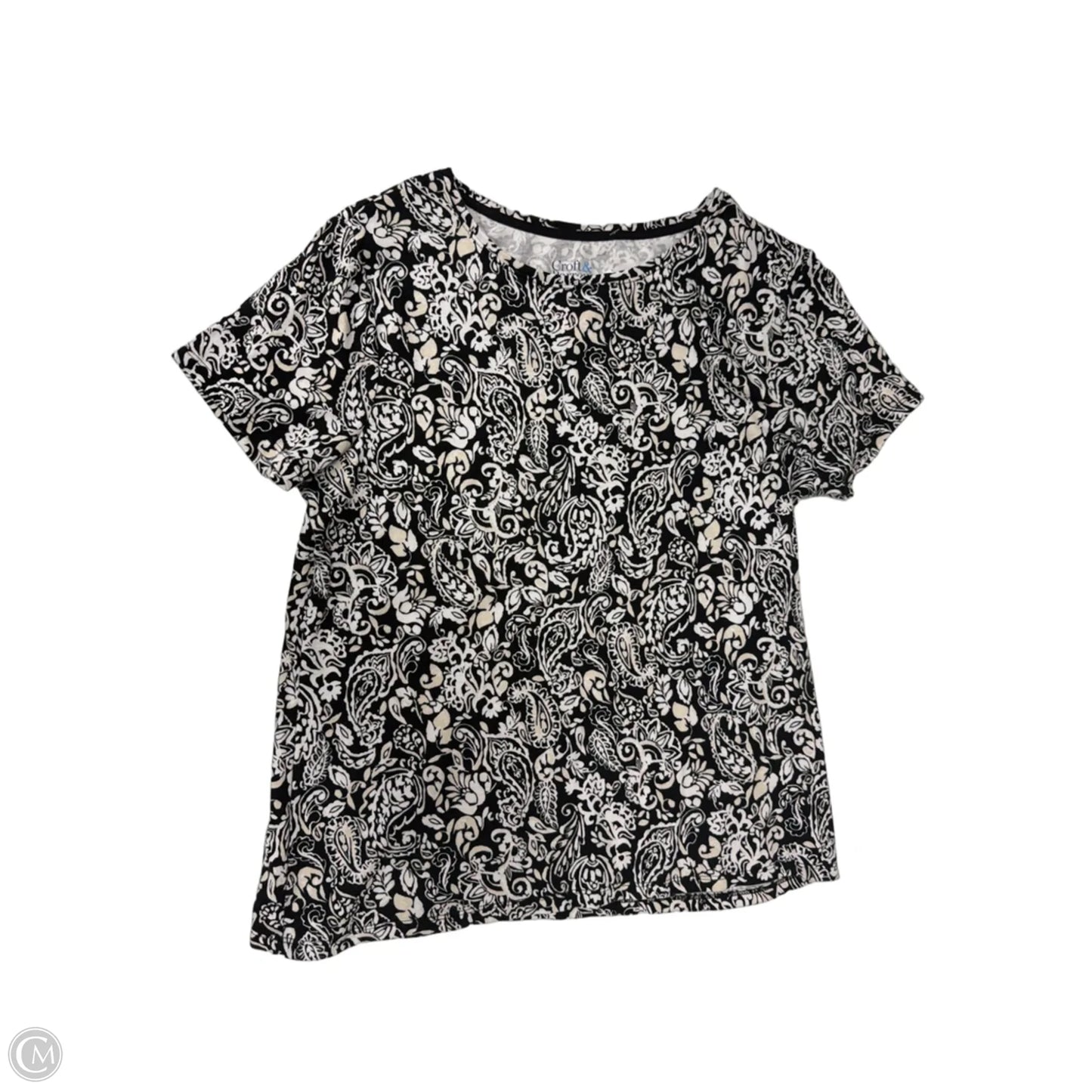 Top Short Sleeve By Croft And Barrow In Black & White, Size: Mp