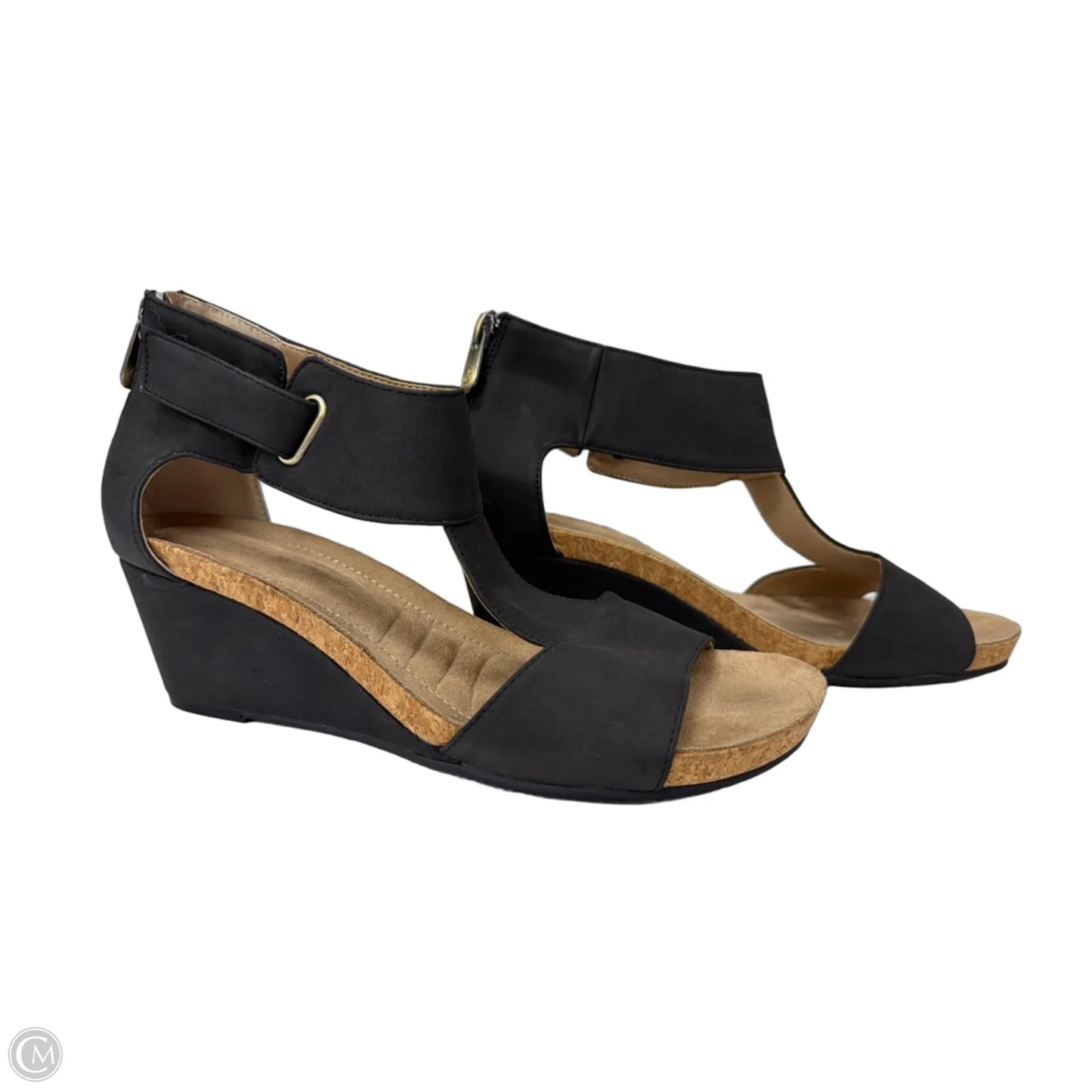 Sandals Heels Wedge By Adrienne Vittadini In Black, Size: 9