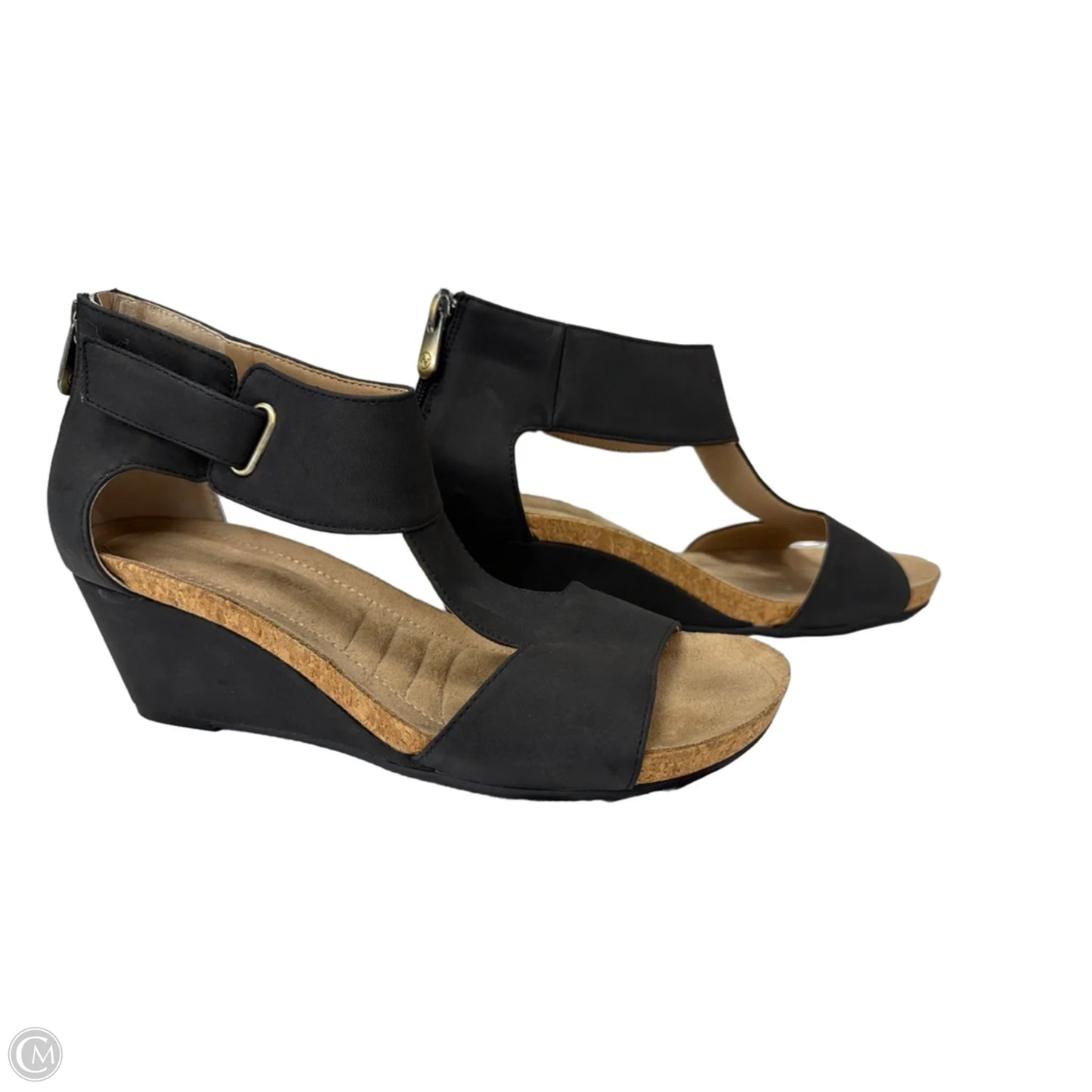 Sandals Heels Wedge By Adrienne Vittadini In Black, Size: 9