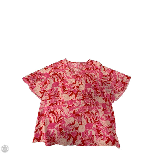 Top Short Sleeve By Shein In Pink & Red, Size: Xl