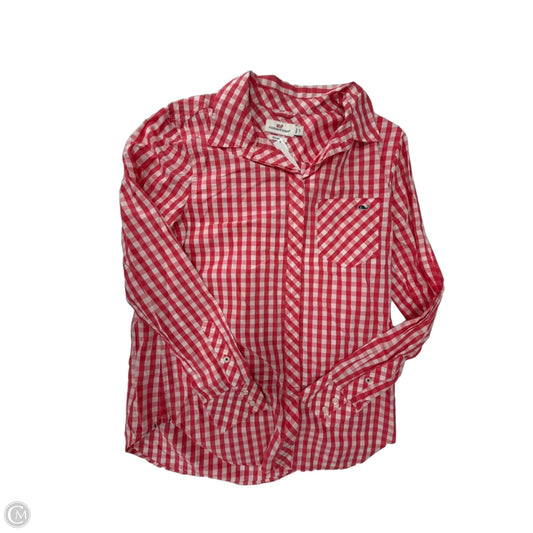 Top Long Sleeve By Vineyard Vines In Checkered Pattern, Size: Xs