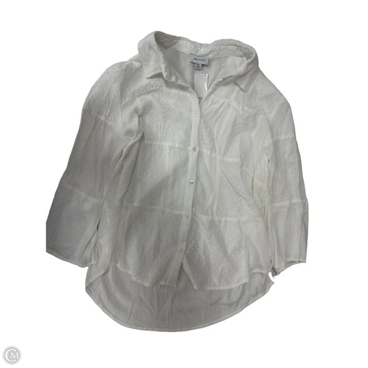 Top Long Sleeve By Ab Studio In White, Size: 1x