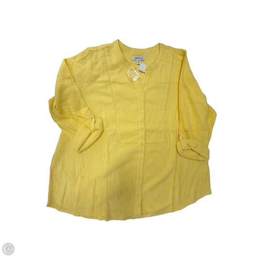 Top 3/4 Sleeve By Coldwater Creek In Yellow, Size: 2x