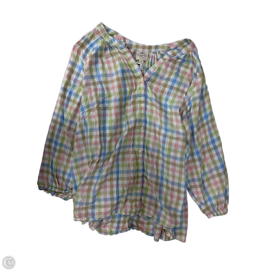 Top 3/4 Sleeve By St Johns Bay In Checkered Pattern, Size: 3x
