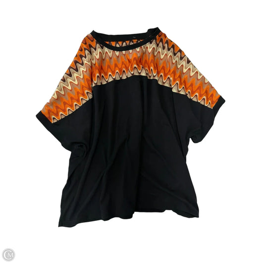 Top Short Sleeve By Emery Rose In Black & Orange, Size: 5