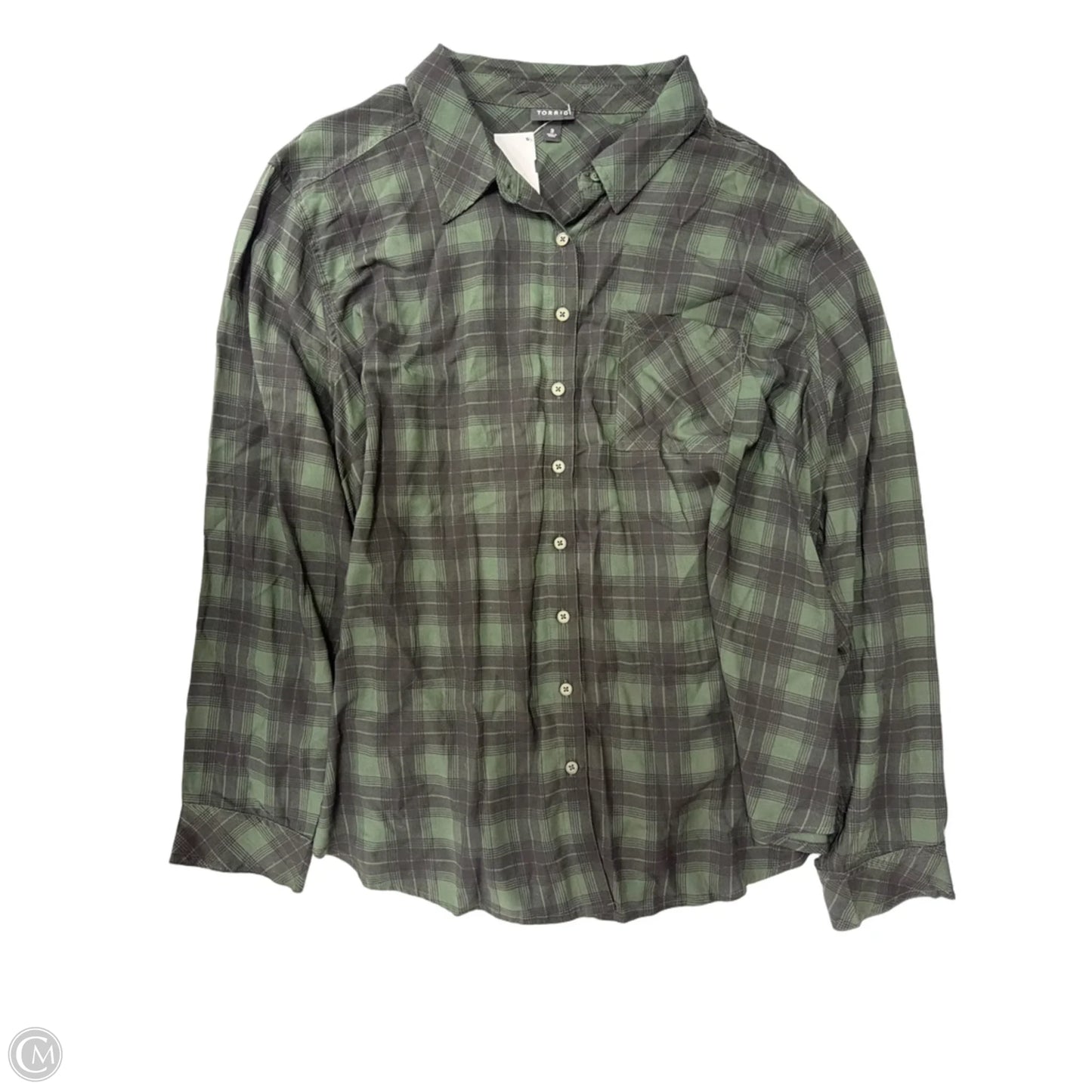 Top Long Sleeve By Torrid In Black & Green, Size: 3x