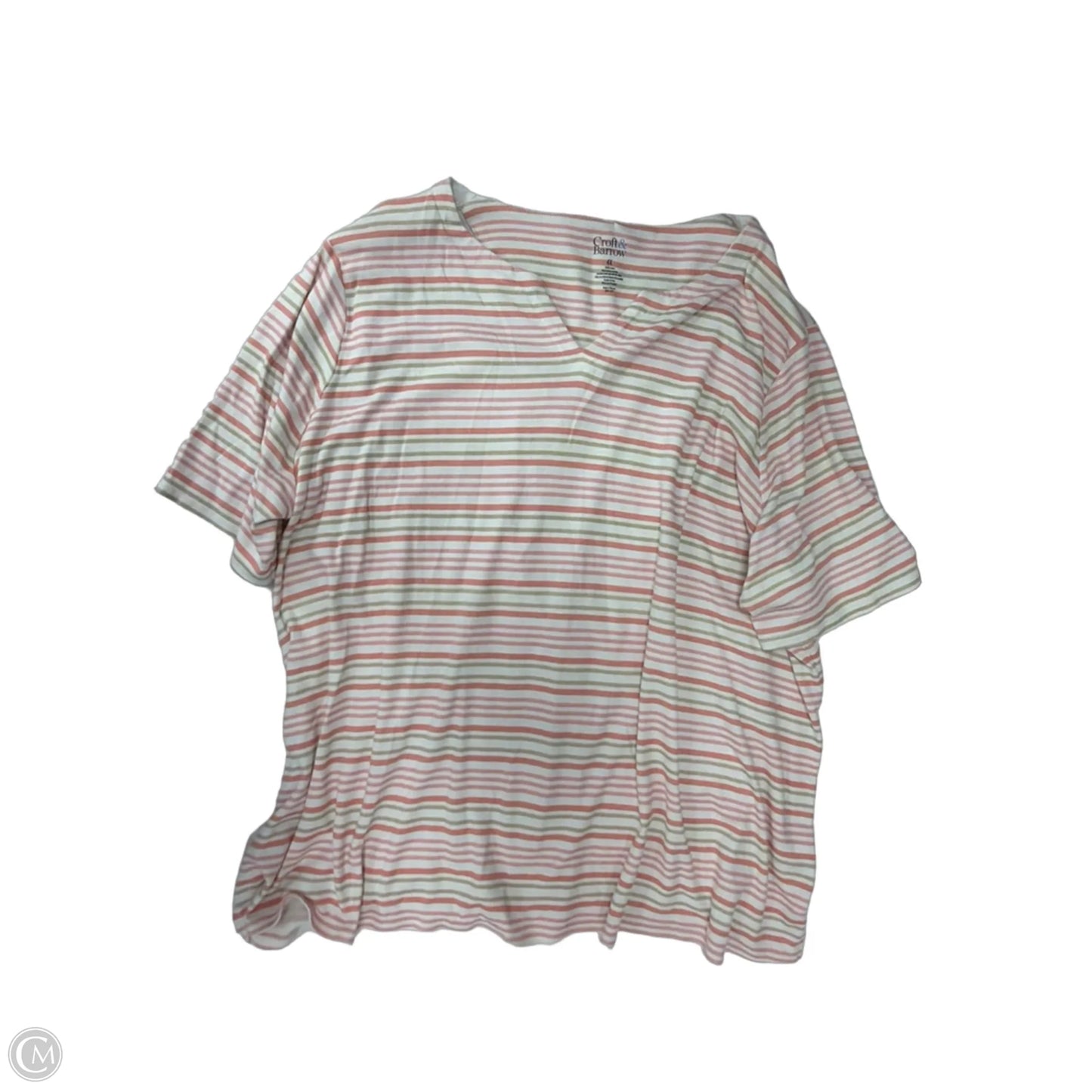 Top Short Sleeve By Croft And Barrow In Striped Pattern, Size: 4x