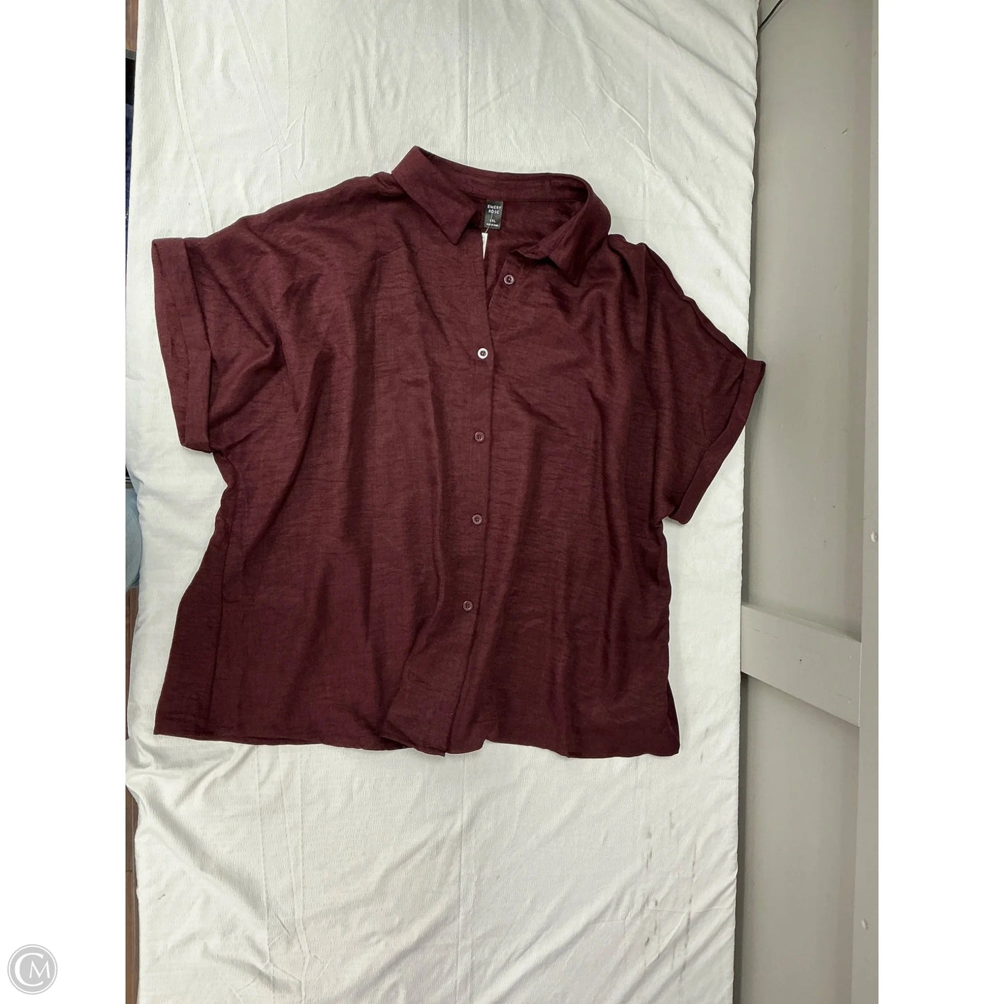 Top Short Sleeve By Emery Rose In Maroon, Size: 4x