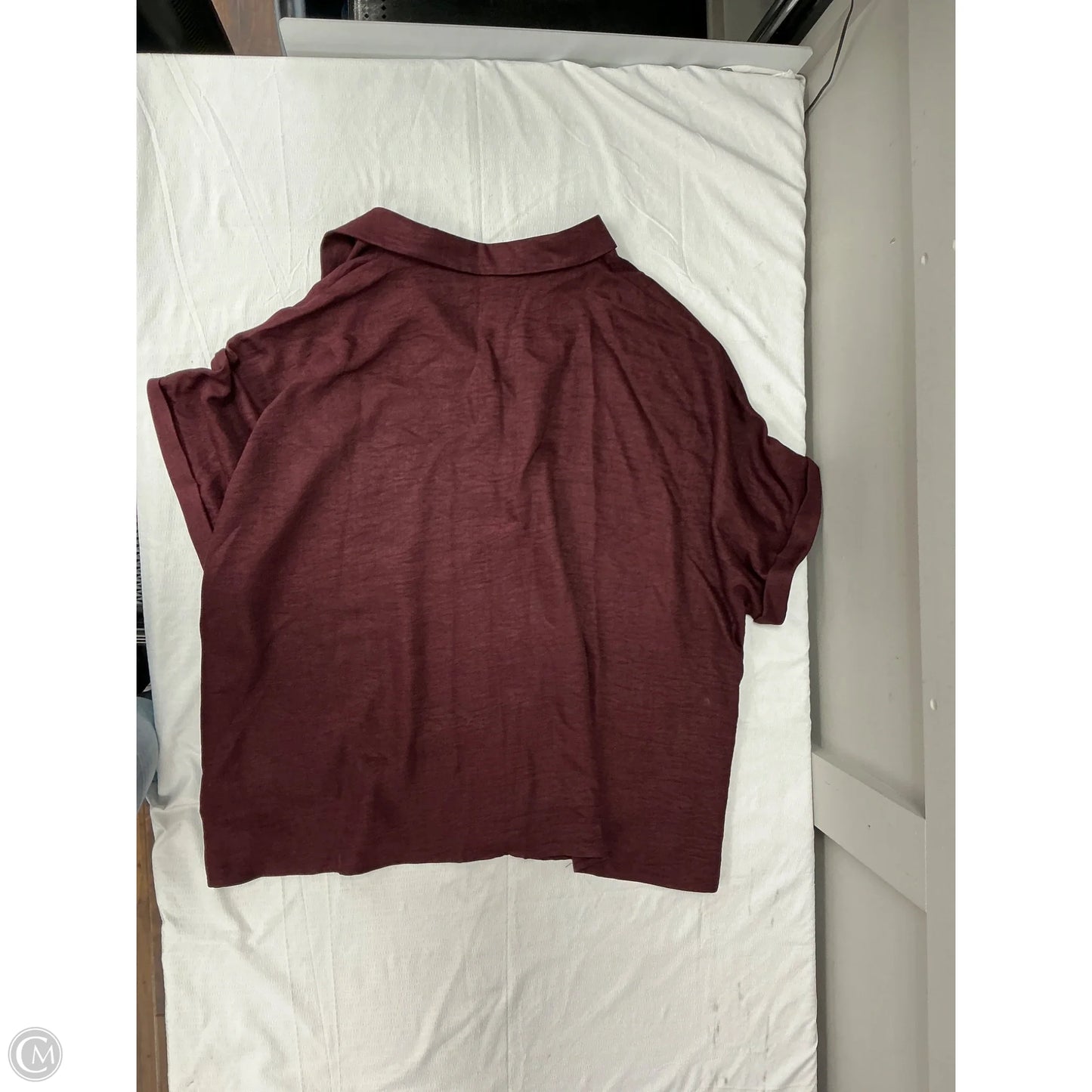 Top Short Sleeve By Emery Rose In Maroon, Size: 4x