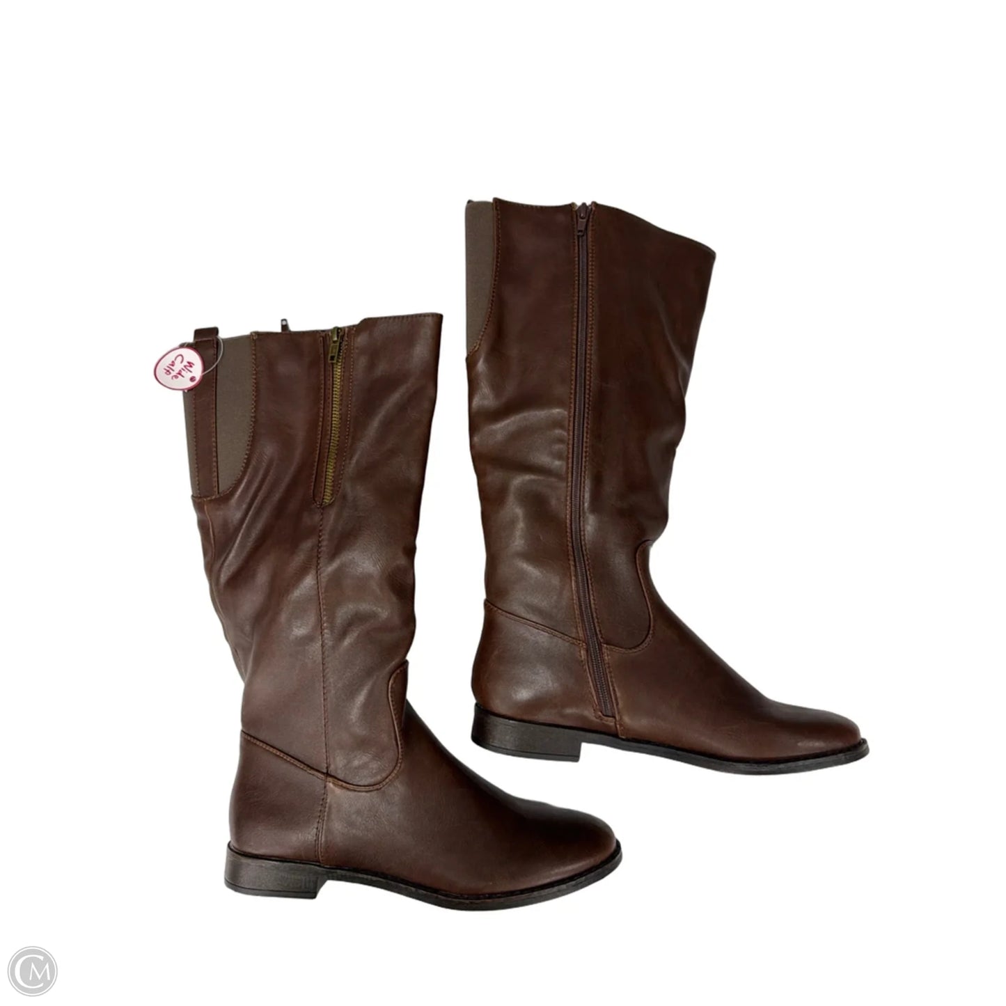 Boots Knee Flats By Clothes Mentor In Brown, Size: 9