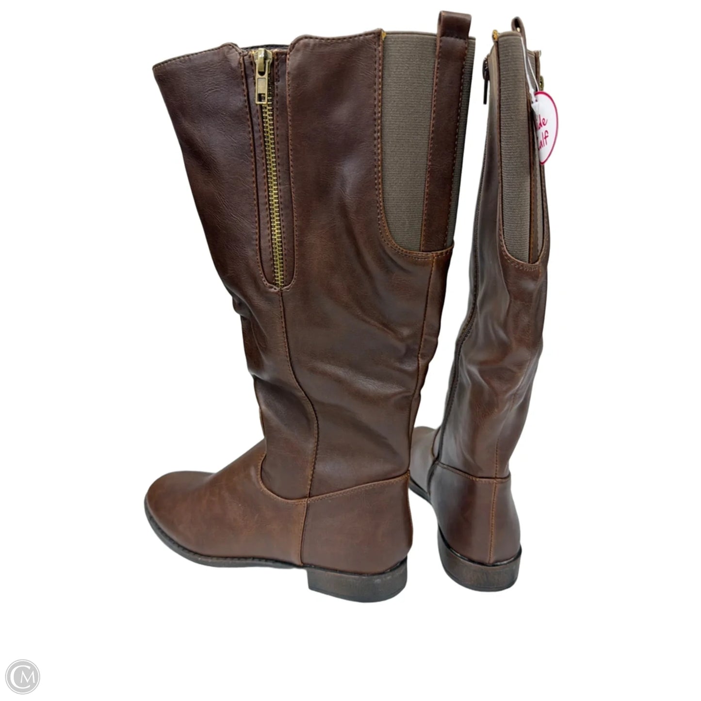 Boots Knee Flats By Clothes Mentor In Brown, Size: 9