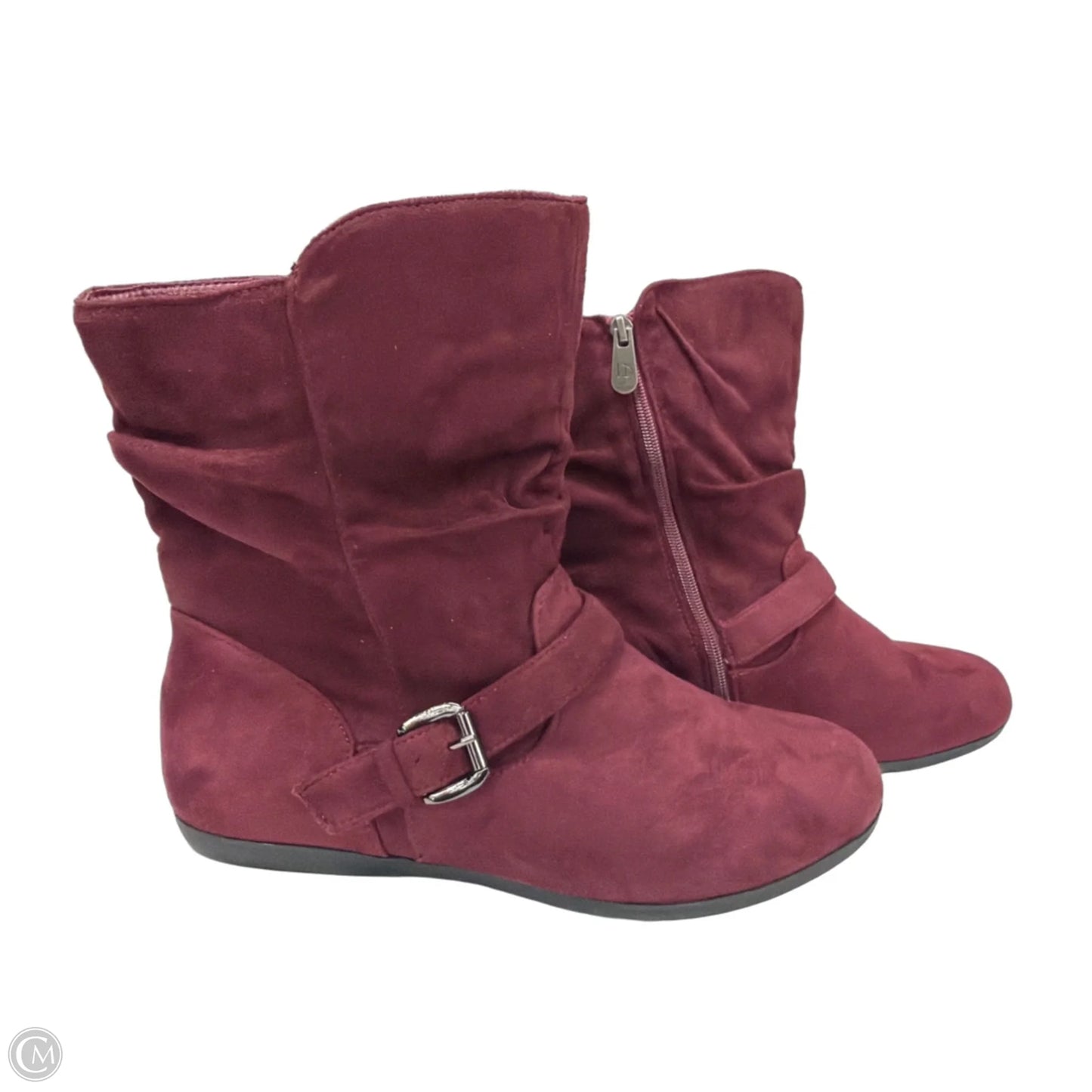 Boots Mid-calf Flats By Clothes Mentor In Maroon, Size: 11