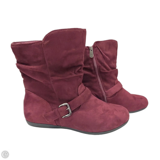 Boots Mid-calf Flats By Clothes Mentor In Maroon, Size: 11