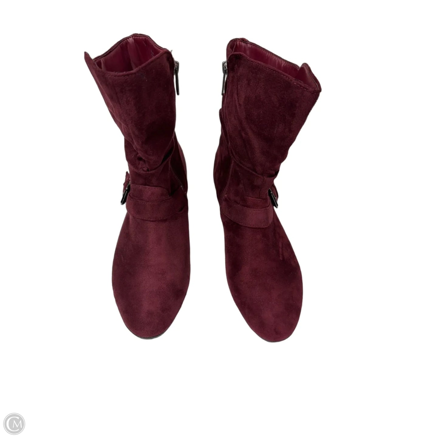 Boots Mid-calf Flats By Clothes Mentor In Maroon, Size: 11