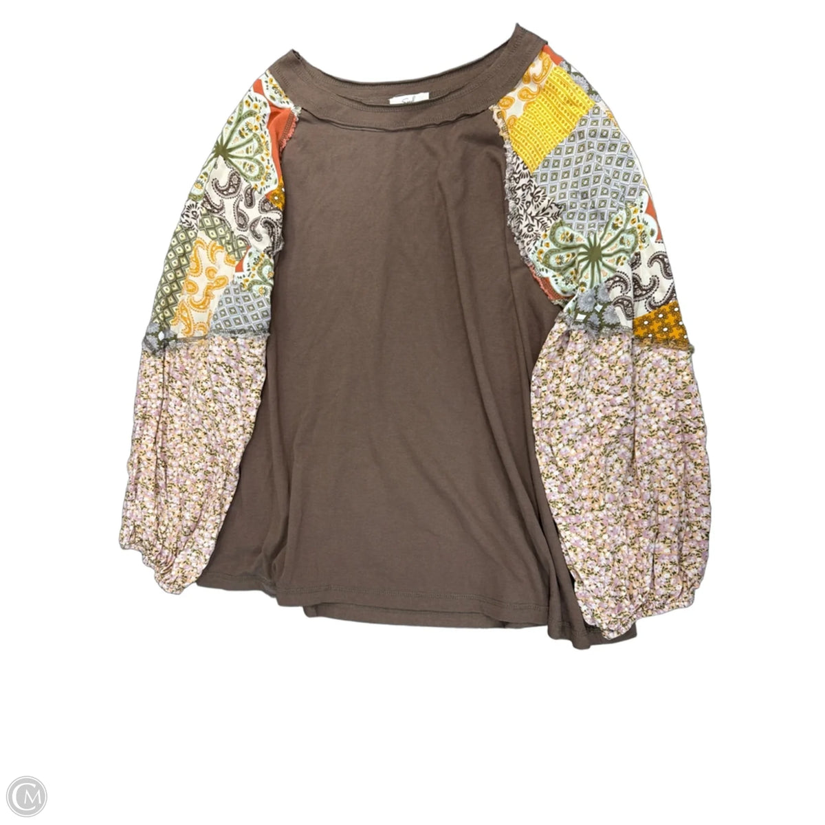 Top Long Sleeve By Easel In Brown, Size: 1x
