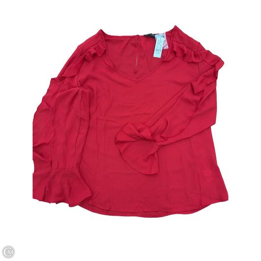 Top Long Sleeve By New York And Co In Red, Size: Xl