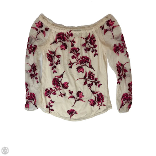 Top Long Sleeve By White House Black Market In Cream & Pink, Size: Xs