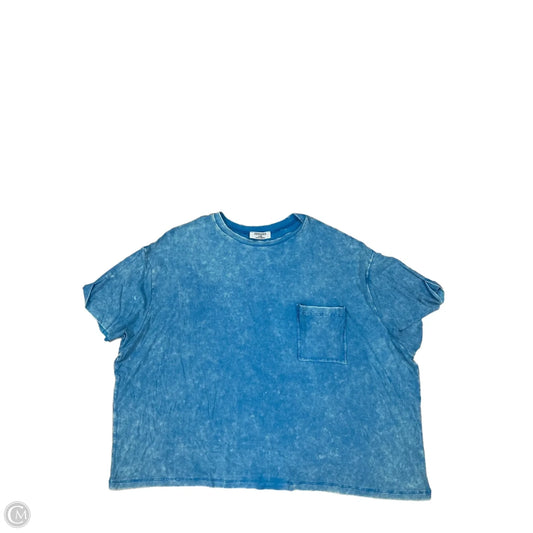 Top Short Sleeve By Zenana In Blue, Size: L