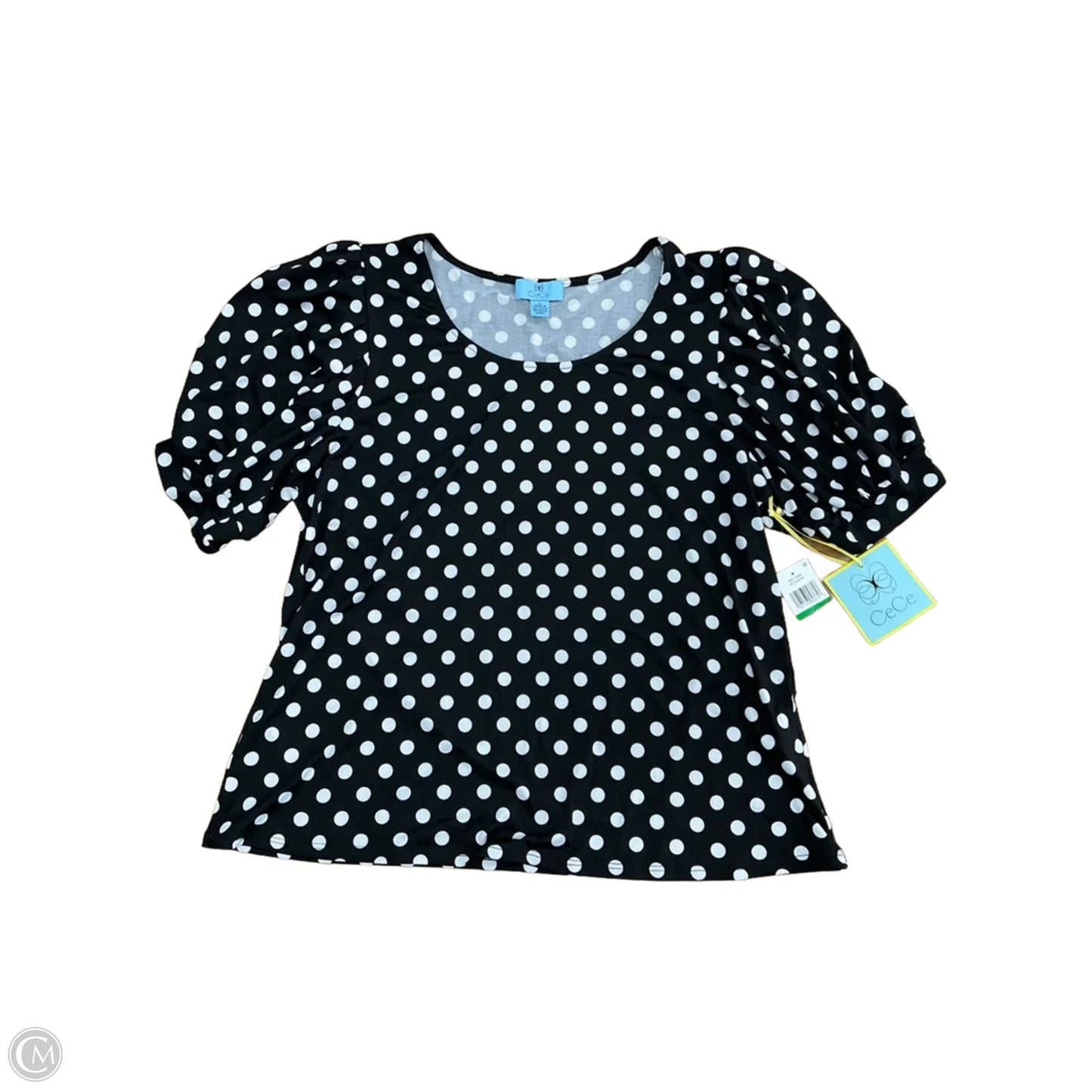 Top Short Sleeve By Cece In Polkadot Pattern, Size: L