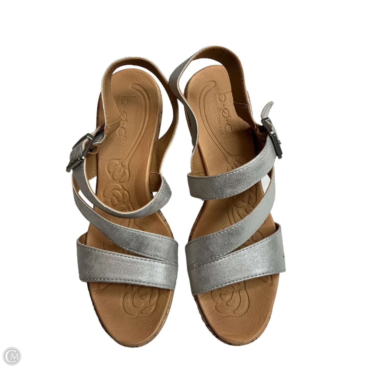 Sandals Heels Wedge By Boc In Silver, Size: 7