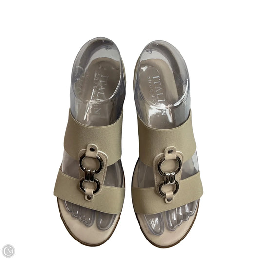 Sandals Heels Wedge By Italian Shoemakers In Beige, Size: 7