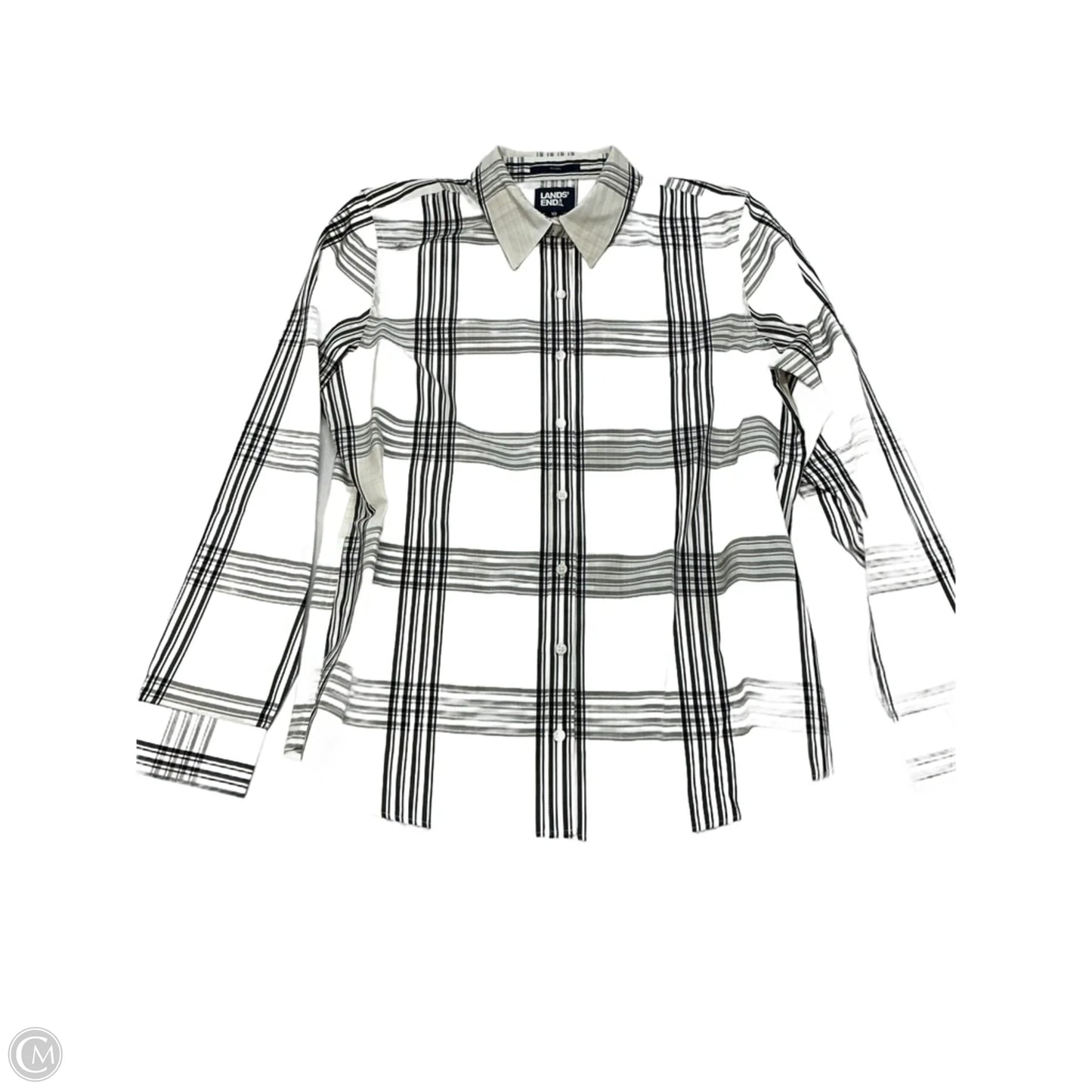 Top Long Sleeve By Lands End In Plaid Pattern, Size: M