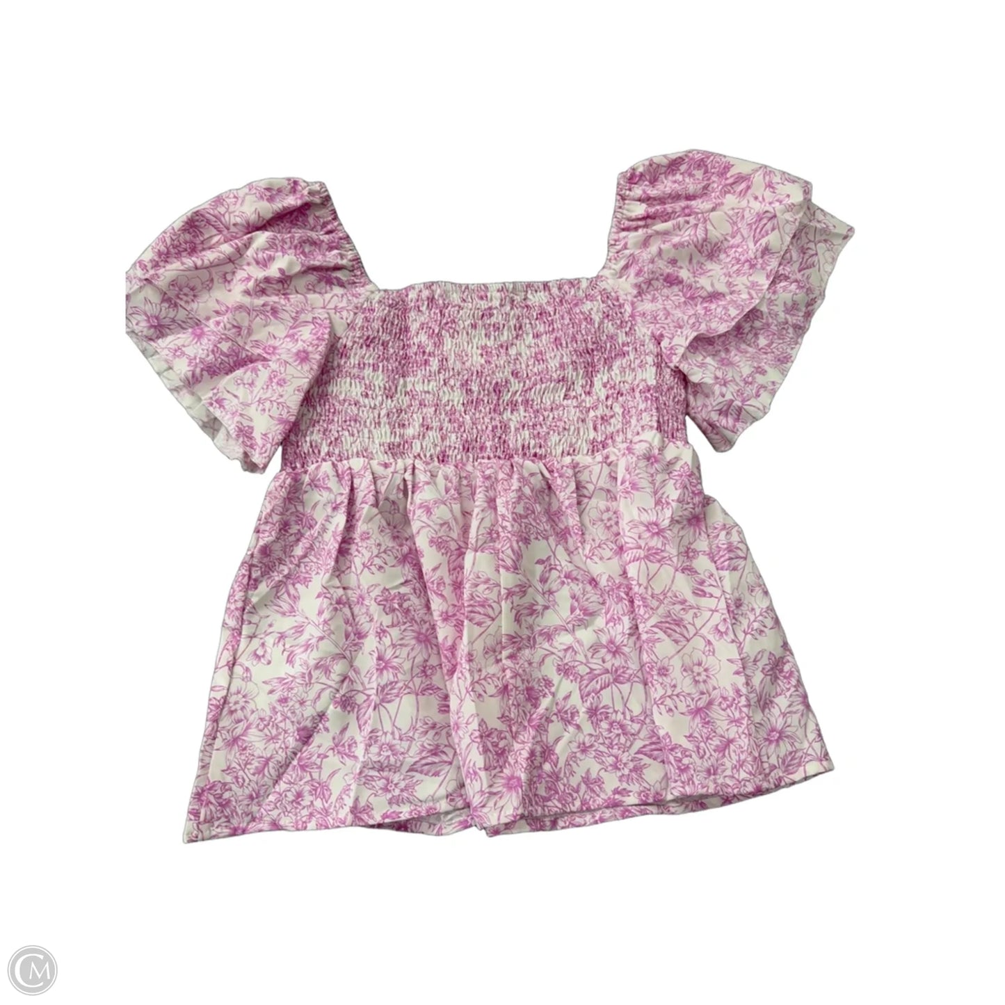 Top Short Sleeve By Shein In Floral Print, Size: M