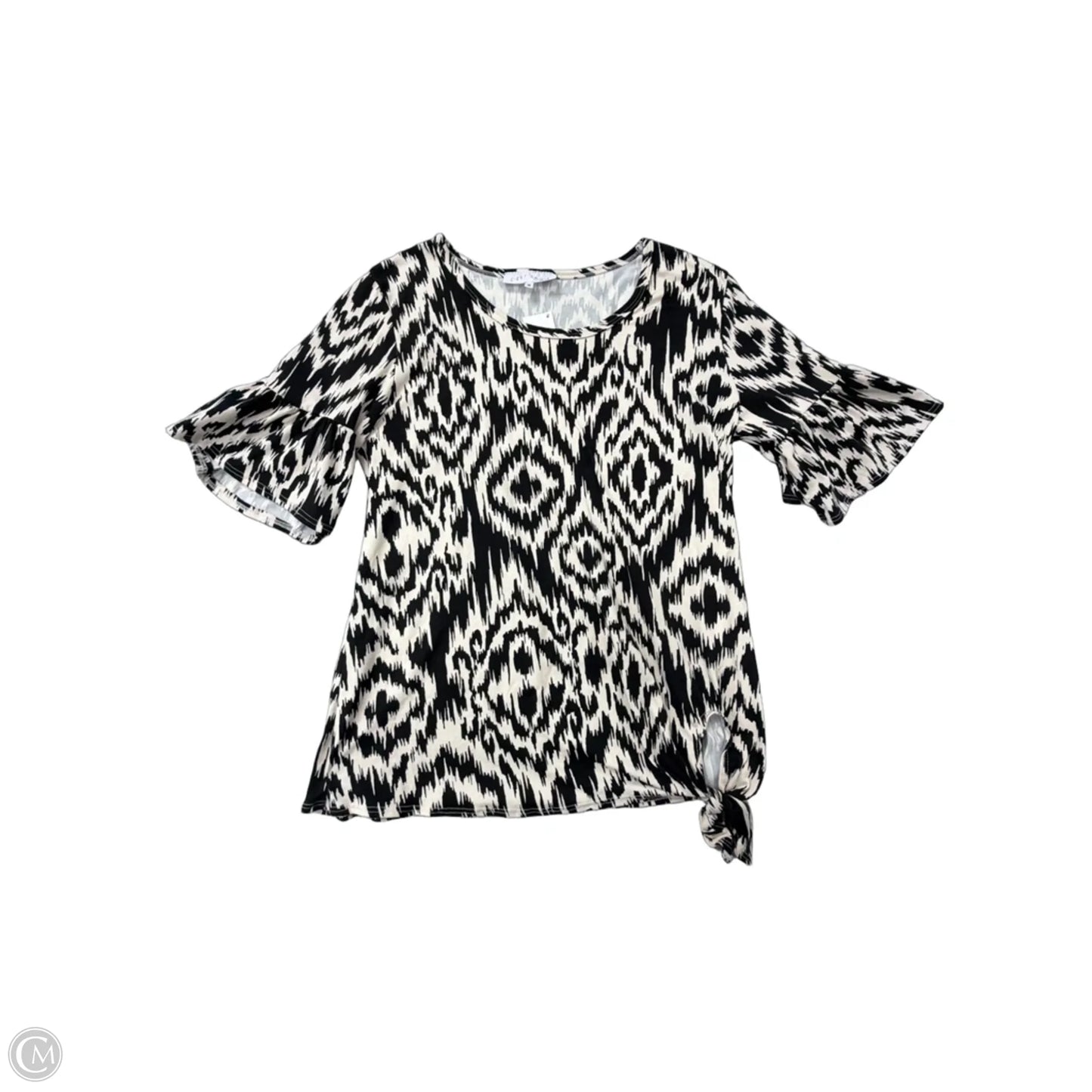 Top Short Sleeve By Cest La Vie In Black & Cream, Size: M