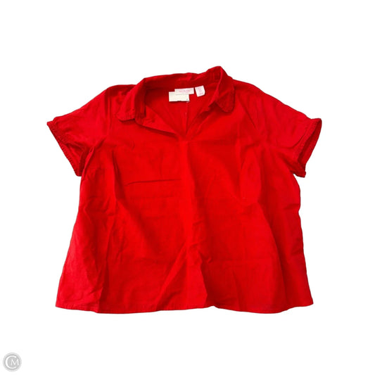 Top Short Sleeve By Isaac Mizrahi In Red, Size: 1x