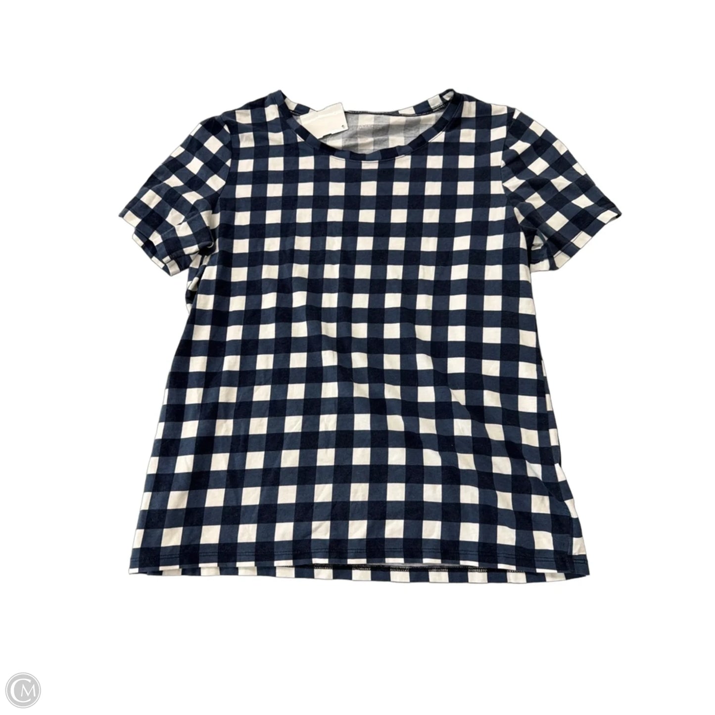 Top Short Sleeve By Ann Taylor In Checkered Pattern, Size: M