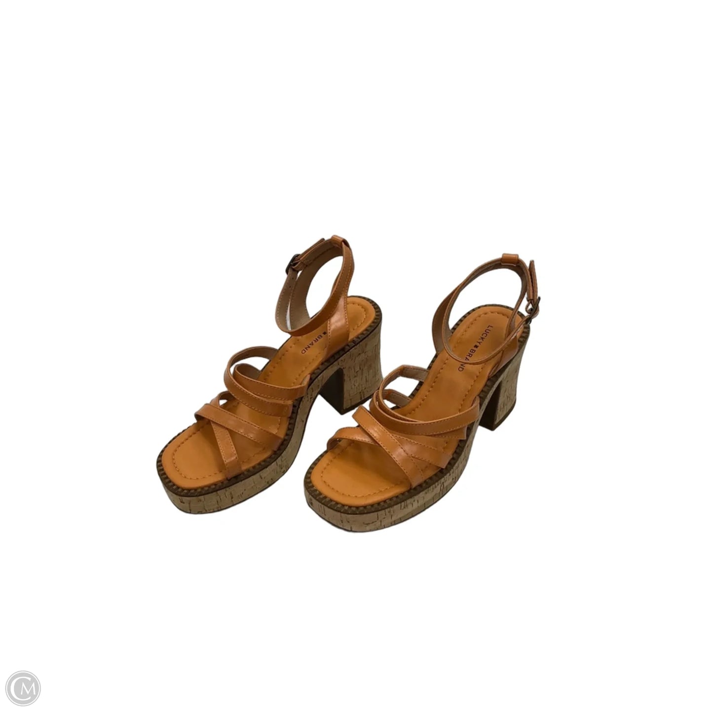 Sandals Heels Block By Lucky Brand In Orange, Size: 6.5