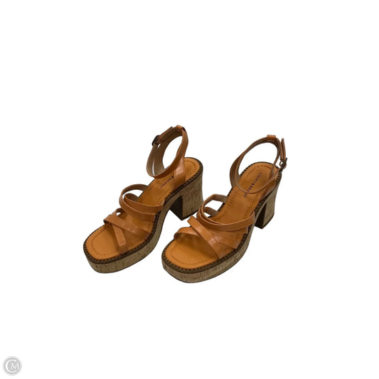 Sandals Heels Block By Lucky Brand In Orange, Size: 6.5