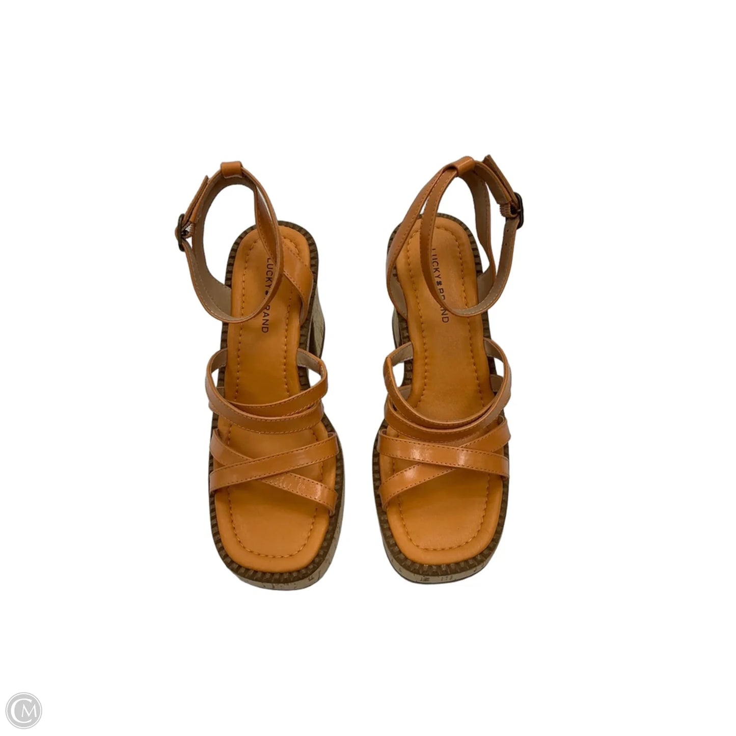Sandals Heels Block By Lucky Brand In Orange, Size: 6.5