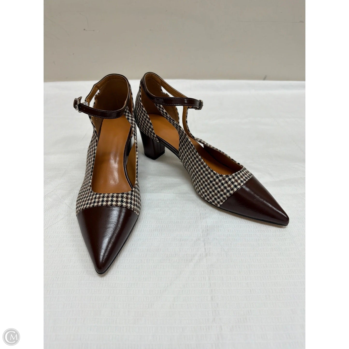Shoes Heels Block By Clothes Mentor In Brown & Cream, Size: 12