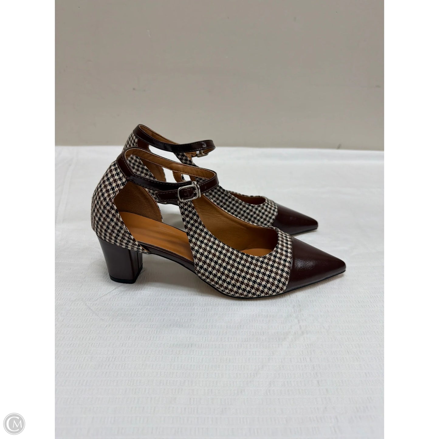 Shoes Heels Block By Clothes Mentor In Brown & Cream, Size: 12