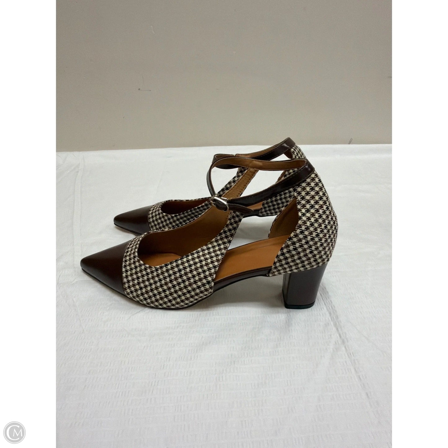 Shoes Heels Block By Clothes Mentor In Brown & Cream, Size: 12