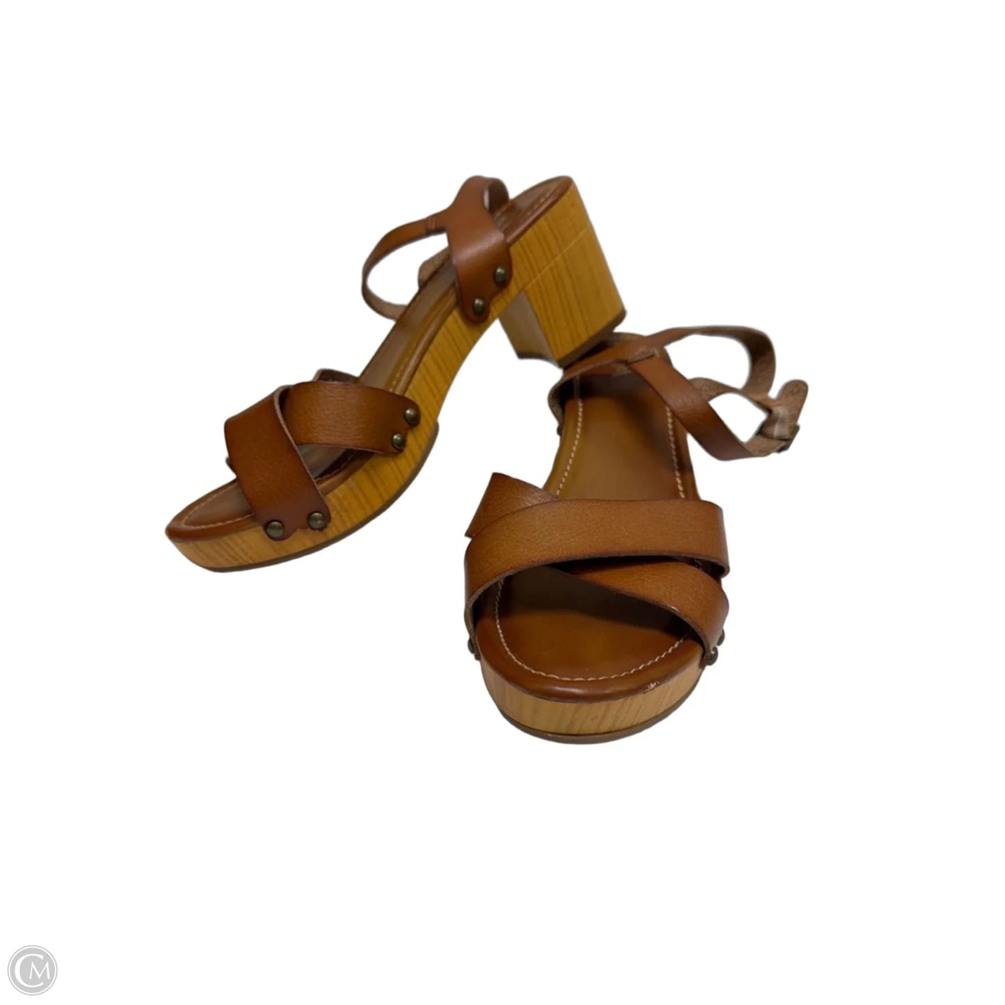 Sandals Heels Block By Mia In Brown, Size: 8.5