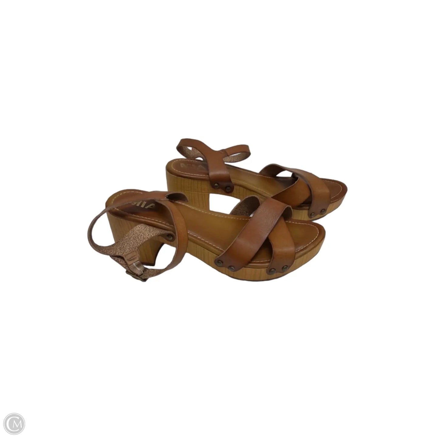 Sandals Heels Block By Mia In Brown, Size: 8.5