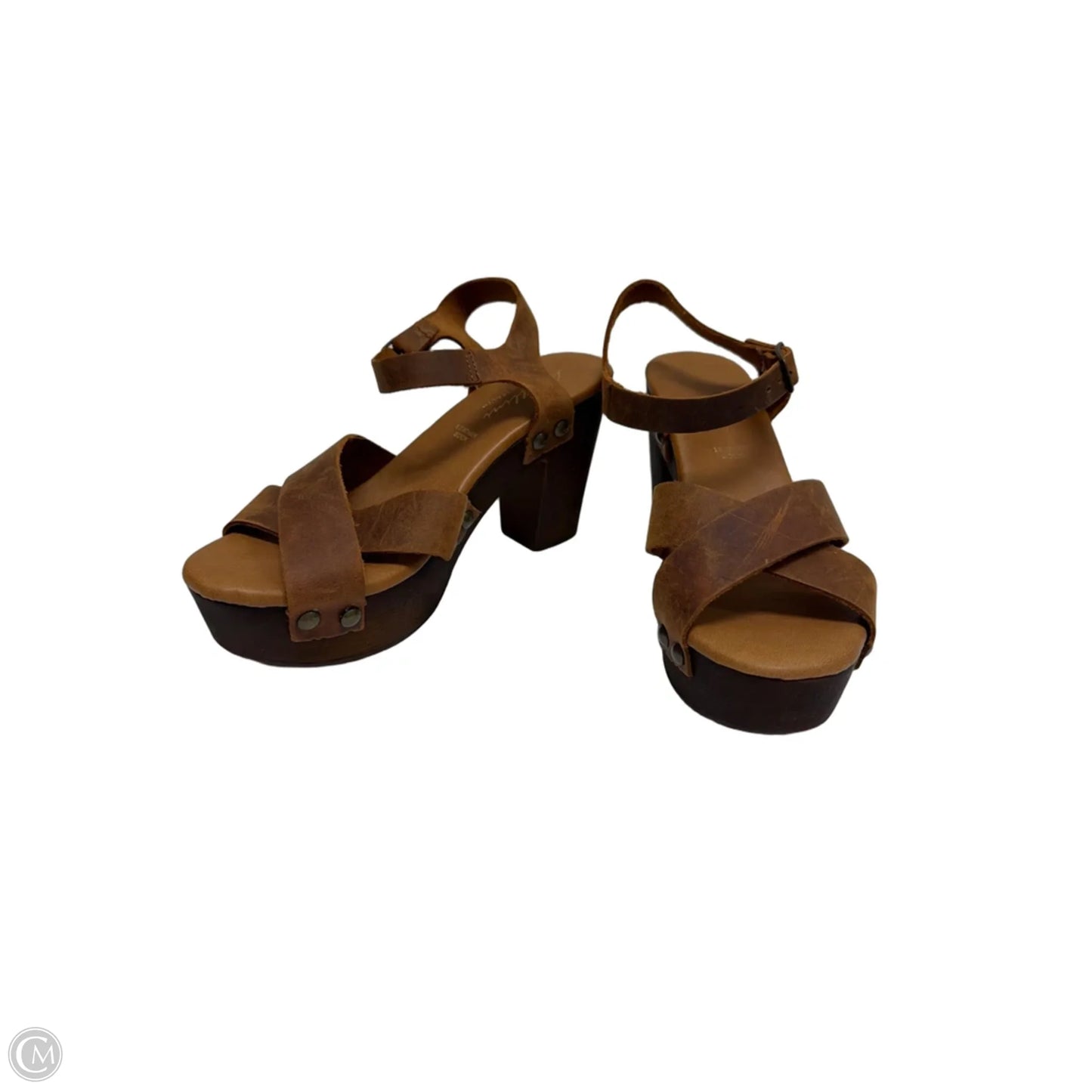 Sandals Heels Block By Clothes Mentor In Brown, Size: 9