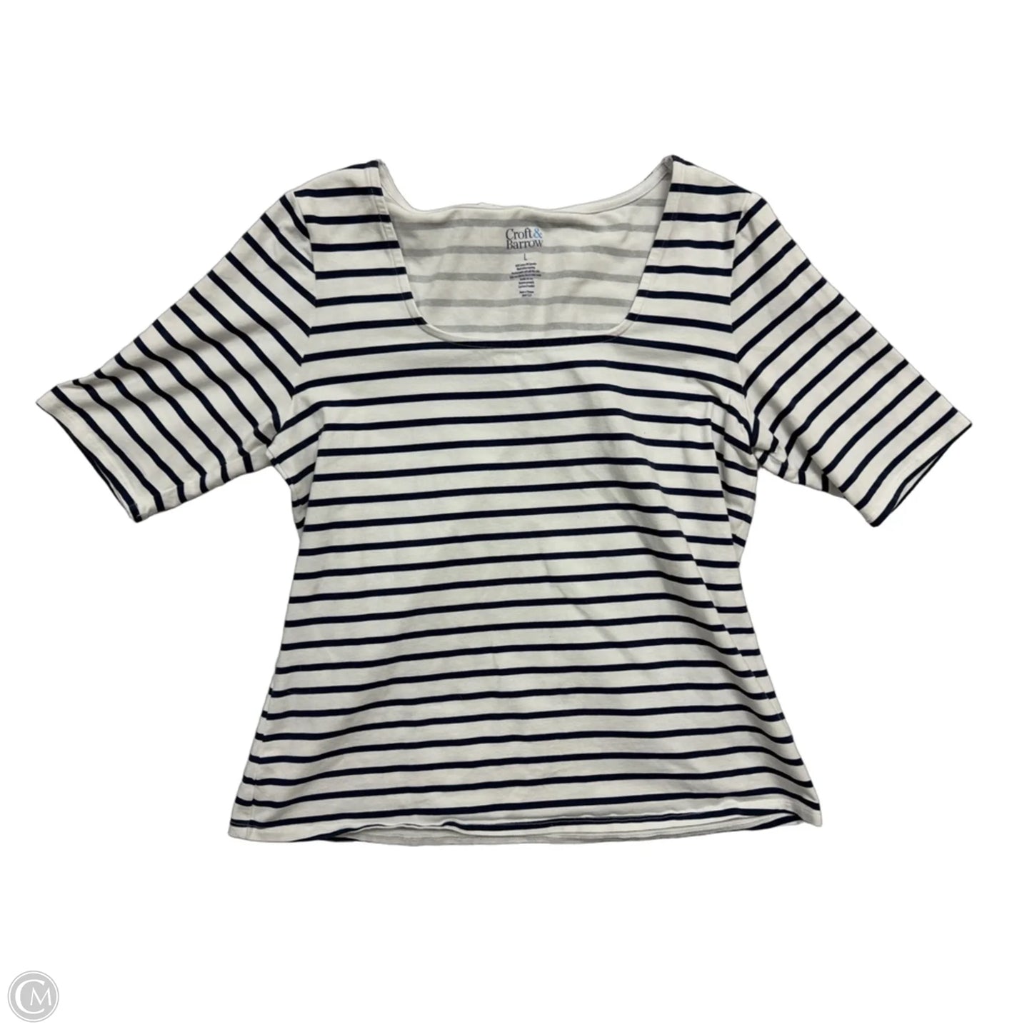 Top Short Sleeve By Croft And Barrow In Striped Pattern, Size: L