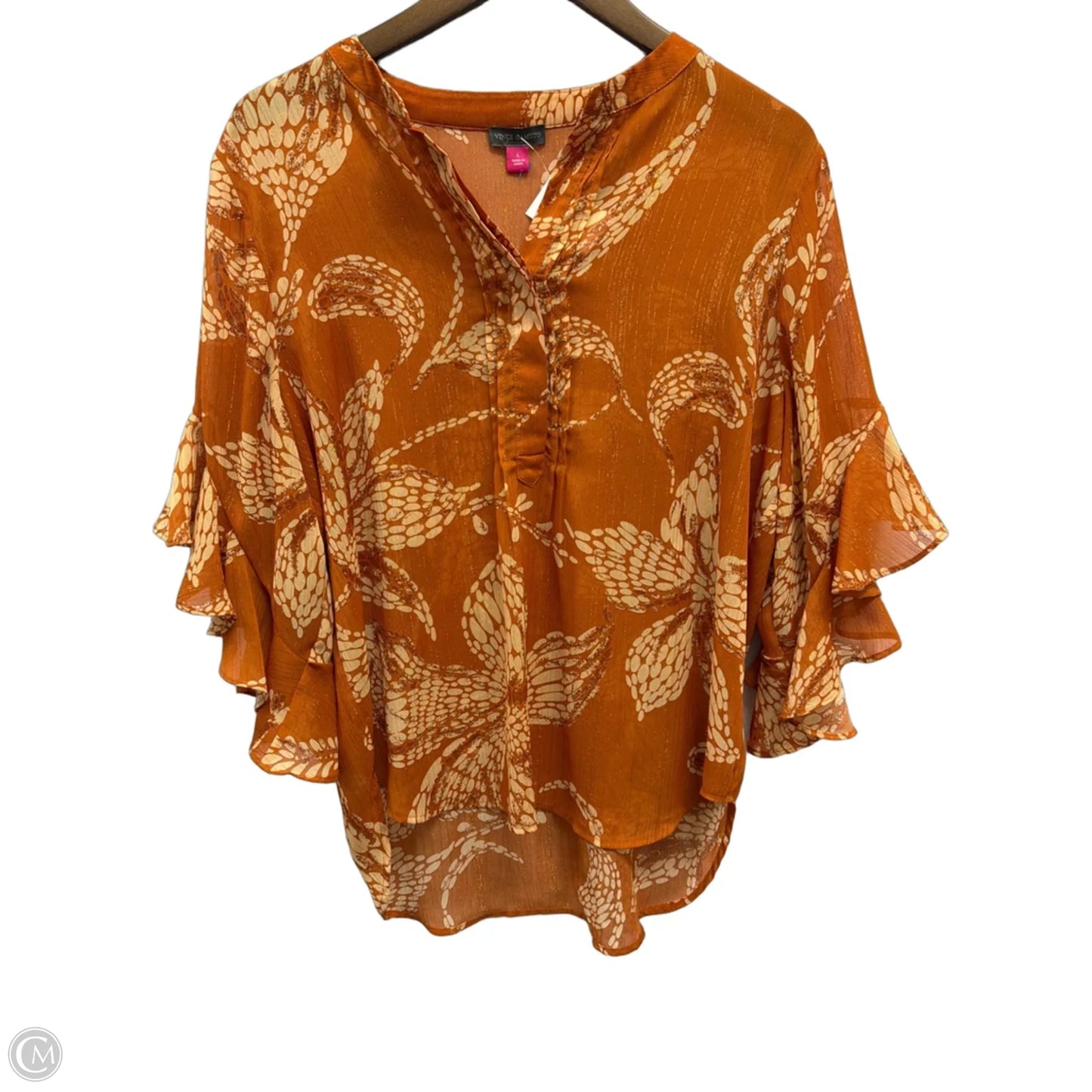 Top 3/4 Sleeve By Vince Camuto In Orange, Size: L